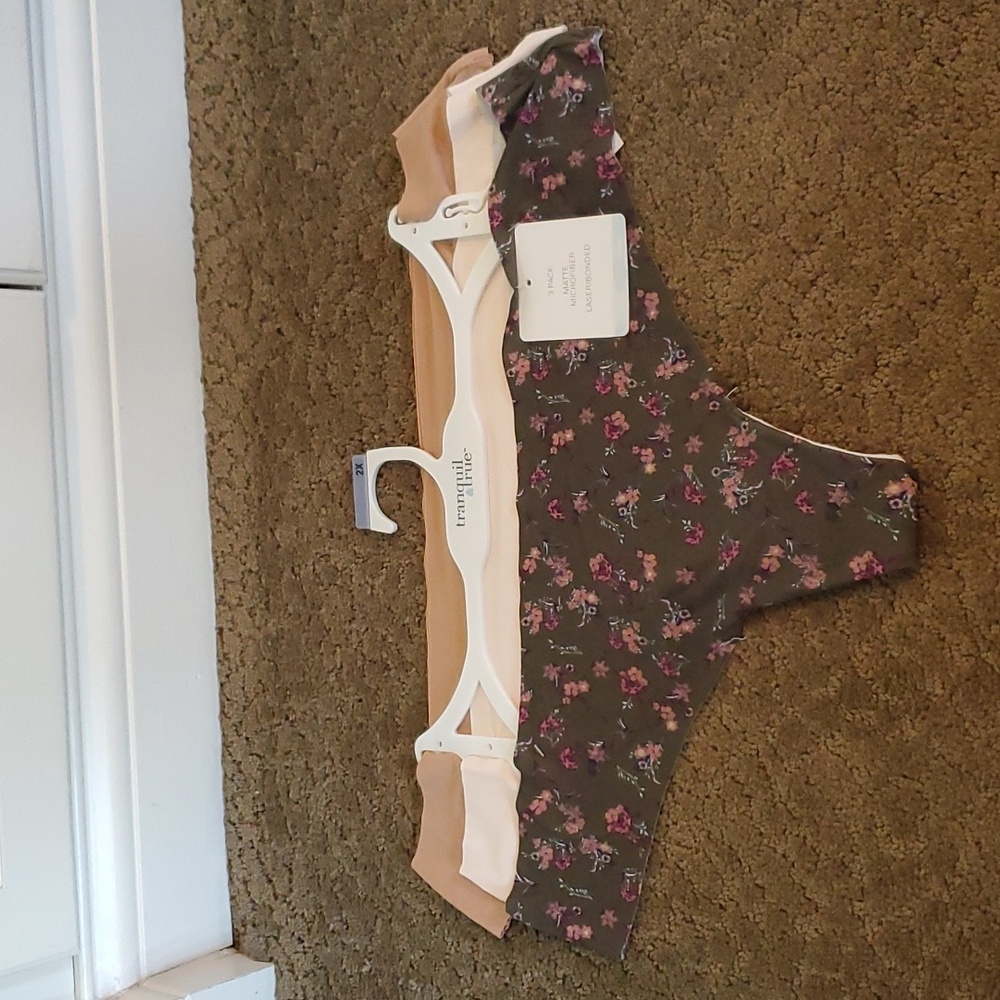 Womens Tranquil & True 3 pack Microfiber Thong Panties Size 2X 3X thongs NWT